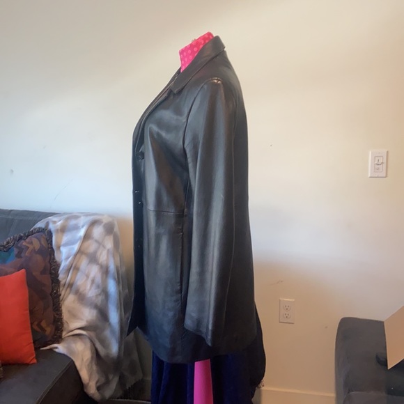 Alfani Outerwear Black Leather Jacket Size M Coat - Picture 4 of 7